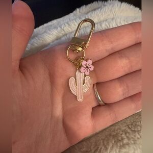 Gold-Tone Pink Cactus Bag charm- Women Accessories